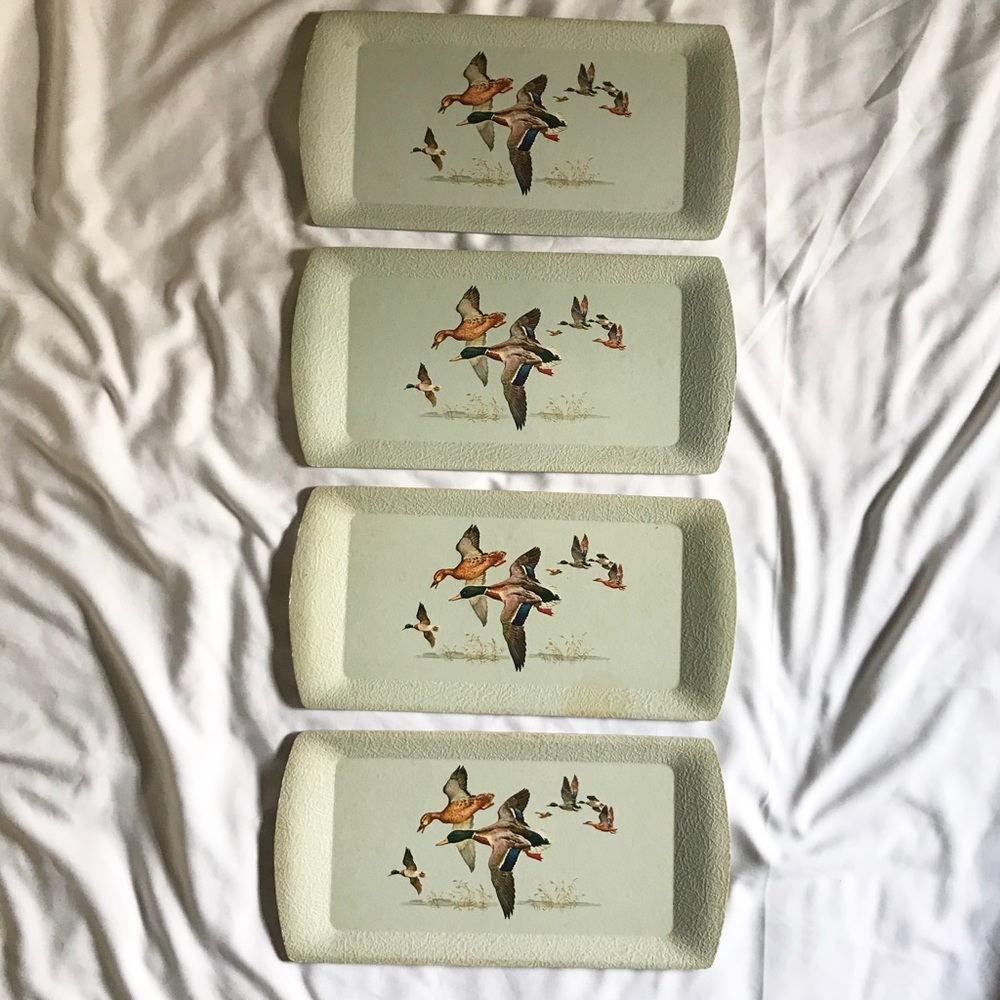 4 Vintage Duck Lap/Snack Trays
